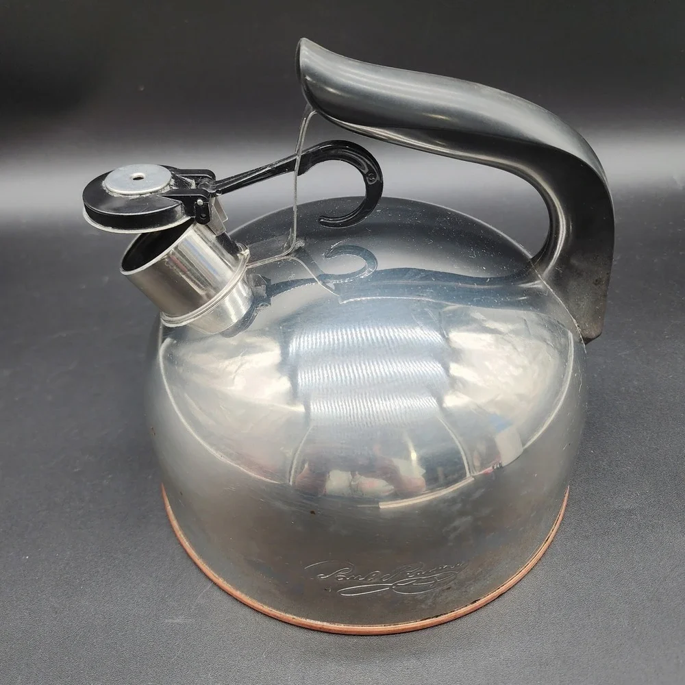 Revere Ware 2qt Silver Copper Bottom Whistling Tea Kettle Paul Revere Signature